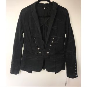 FP Distressed Black Victorian Military Blazer